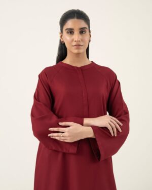 Stitched Autumn 2025 Silk 2-Piece Suit in Mehroon