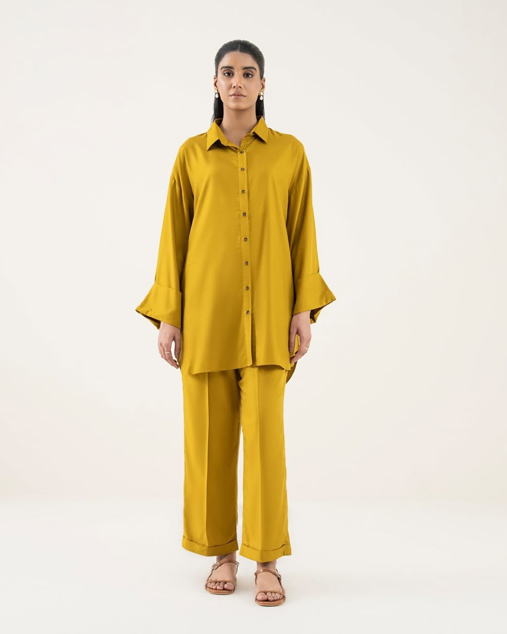 Stitched Autumn ’25 2-Piece Silk Mustard