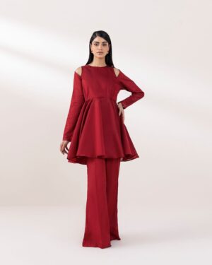 Stitched Autumn ’25 2-Piece Silk Blood Red